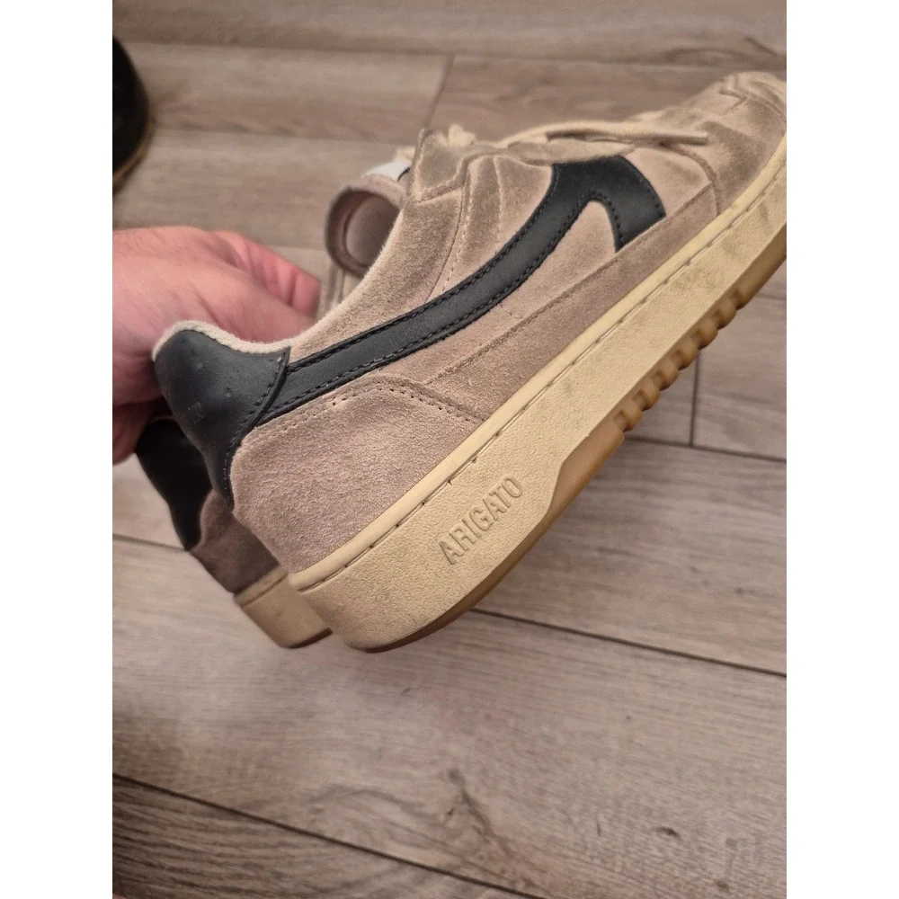 Axel Arigato Dice Lo Beige Gray Suede Navy Leather Low Top Sneakers Mens Sz 9 - Picture 11 of 14
